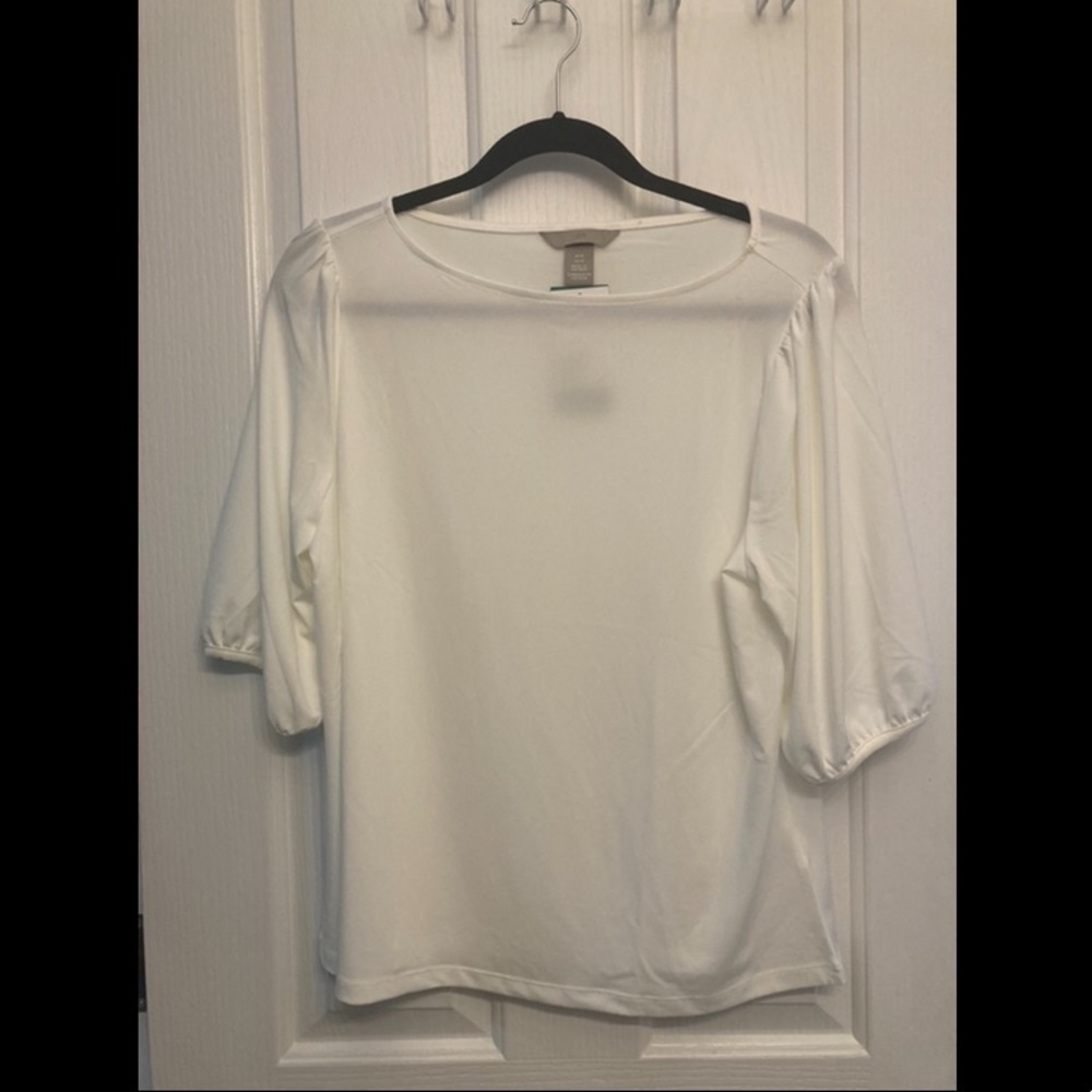 H&M boat neck puff sleeve top
